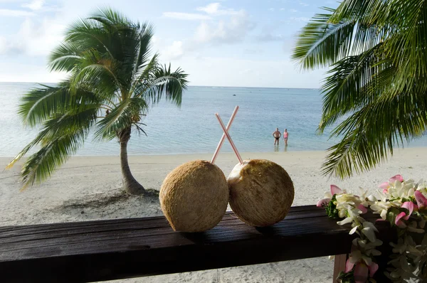 Turista em Aitutaki Lagoa Ilhas Cook — Fotografia de Stock