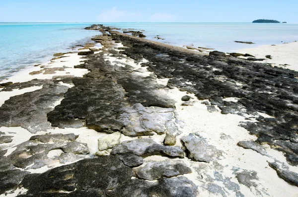 Paisagem de um pé Ilha em Aitutaki Lagoa Ilhas Cook — Fotografia de Stock