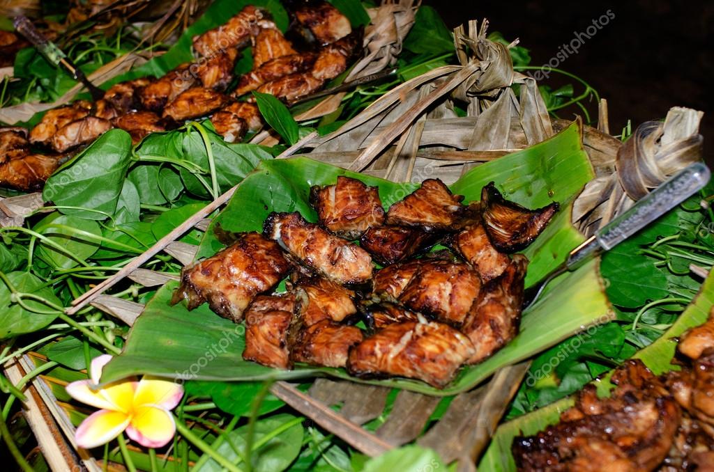 Tropical Food Served Outdoor In Aitutaki Lagoon Cook Islands