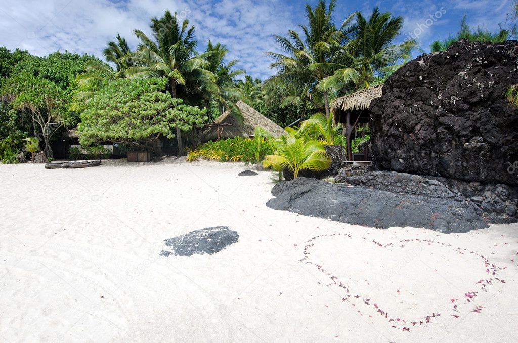 Landscape of Arutanga island in Aitutaki Lagoon Cook Islands