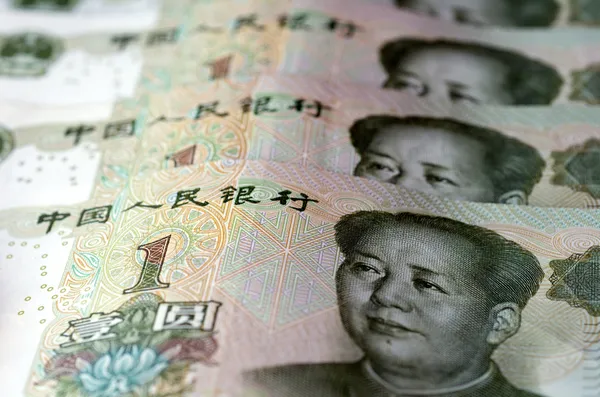 Dinheiro e moeda chineses - Renminbi, uma conta Yuan — Fotografia de Stock