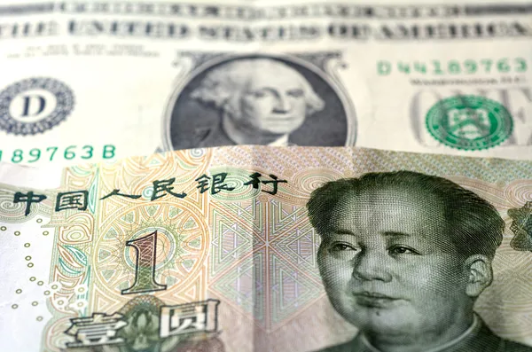 Chinese Yuan on American Dollar — Stock Photo, Image