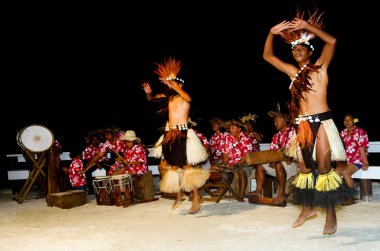 Young Polynesian Pacific Island Tahitian Men Dancers clipart