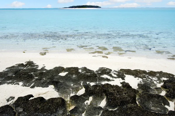 Τοπίο του νησιού ένα πόδι στην aitutaki lagoon Νήσοι Κουκ — Φωτογραφία Αρχείου