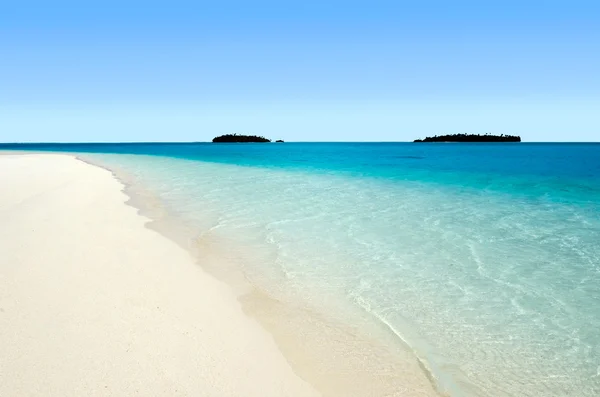 Widok krajobraz wyspy nago w Wyspy Cooka laguny aitutaki — Zdjęcie stockowe