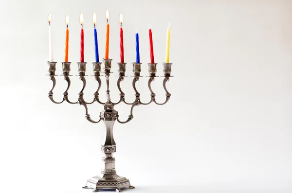 Hanukkah menorah - Fifth day of Hanukkah — Stock Photo, Image