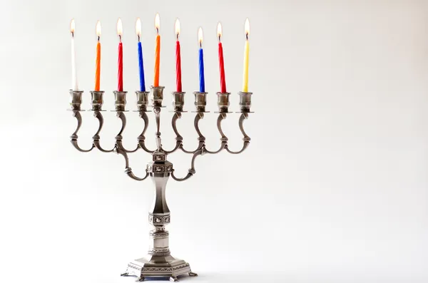 Chanoeka menorah - achtste dag van hanukkah — Stockfoto