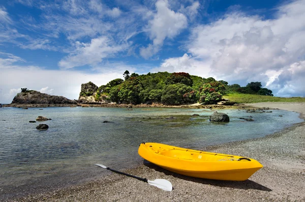 Gul Kayak på stranda – stockfoto