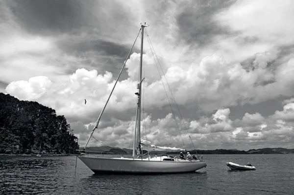 Zeilboot op de baai van eilanden Nieuw-Zeeland — Stockfoto