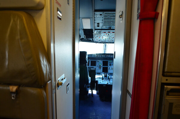 Interior of empty cockpit interior