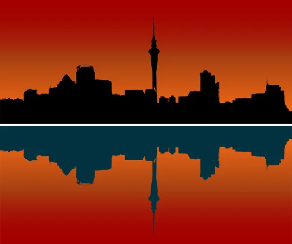 Auckland Downtown Skyline durante o pôr do sol — Vetor de Stock