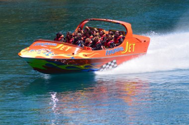 High speed jet boat ride - Queenstown NZ clipart