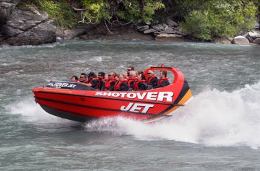 High speed jet boat ride - Queenstown NZ clipart