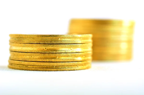 Golden coins stacks — Stock Photo, Image