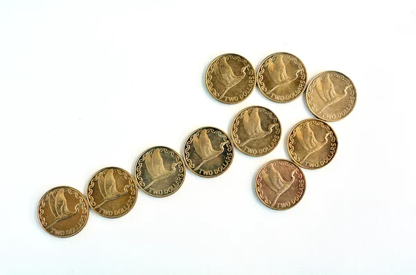 Nz-Dollar-Münzen mit Aufwärtstrend — Stockfoto