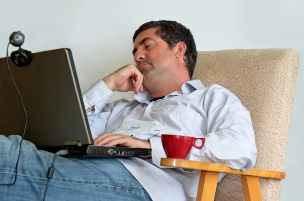Man Working or learning from home — Stock Photo, Image