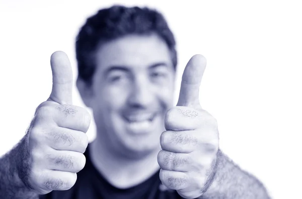 Happy young mature man showing thumbs up — Stock Photo, Image