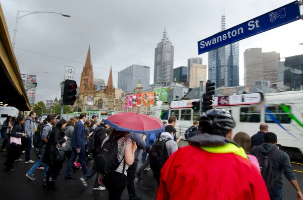 Swanston street - melbourne — Stockfoto