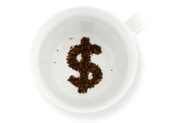 Filiżanka kawy - pieniądze wróżek — Zdjęcie stockowe