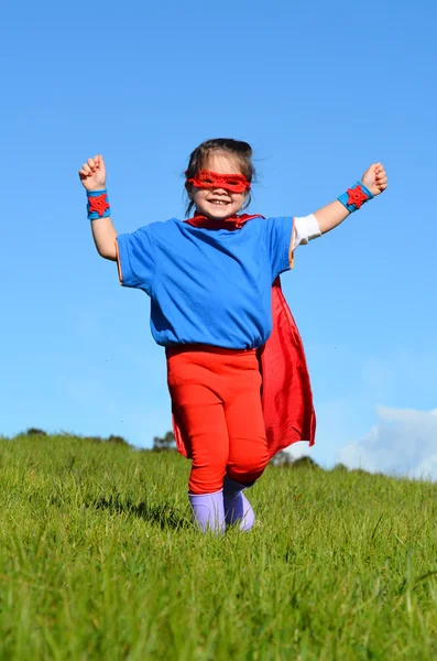 Παιδί superhero - ισχύς κορίτσι — Φωτογραφία Αρχείου