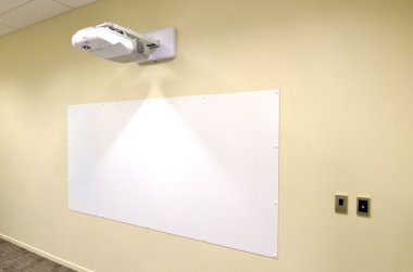 Projection screen with video image projector clipart