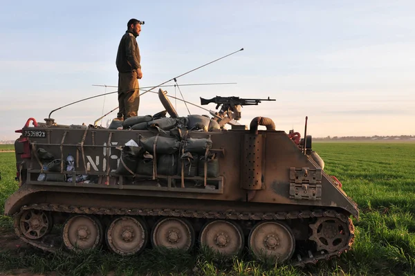 Israeli soldier on armed vehicle — Stock Photo, Image