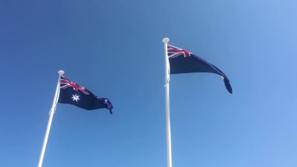 Vlajka Západní Austrálie Vlnící Vedle Vlajky Austrálie Perth Western Austrálie — Stock video
