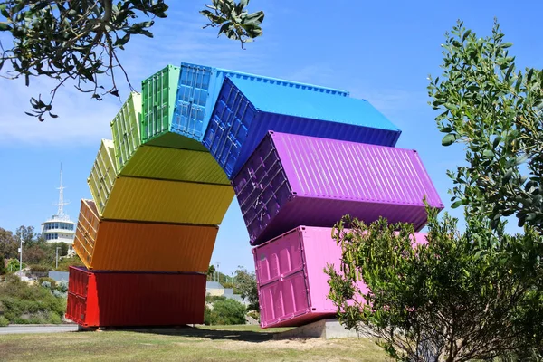 Fremantle Oct 2021 Rainbow Sea Container Art Creado Por Artista — Foto de Stock