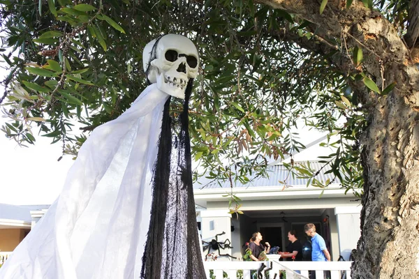 Perth Oct 2021 Decoração Esqueleto Festa Halloween Casas Halloween Quintais — Fotografia de Stock