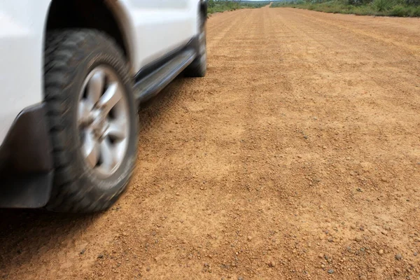 Motion Blurry 4Wd Road Vehicle Driving Very Corrugate Dirt Road — Foto de Stock