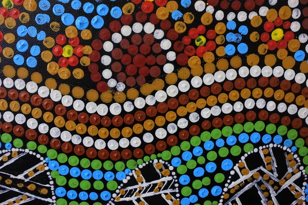 Inheemse Australische Dot Schilderij Kunstwerk Een Onderscheidend Vitaal Element Van — Stockfoto