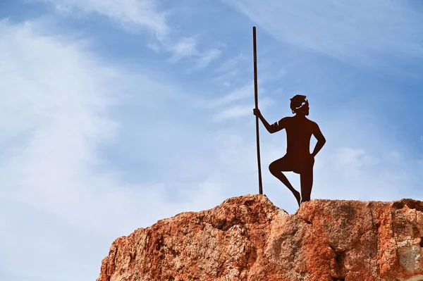 Mount Magnet Mar 2022 Sculpture Aboriginal Australian Male Standing Granites — Stock Photo, Image