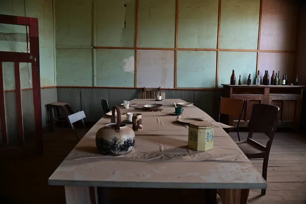 Restos Uma Antiga Cozinha Casa Abandonada Gwalia Cidade Fantasma Austrália — Fotografia de Stock