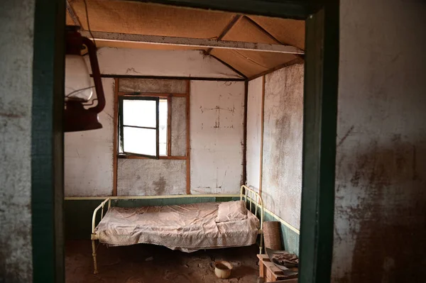 Remains Old Bedroom Abandoned House Gwalia Ghost Town Western Australia — Stock Photo, Image