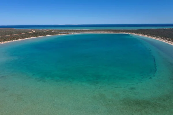 Aerial Landscape Drone View Small Lagoon Denham Western Australia — Stockfoto