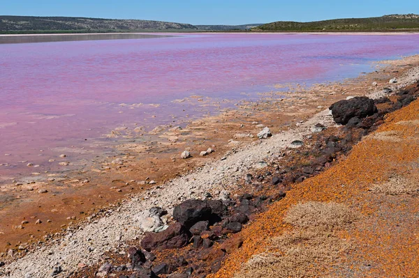 Landscape View Pink Lake Port Gregory Kalbarri Western Australia — Stockfoto