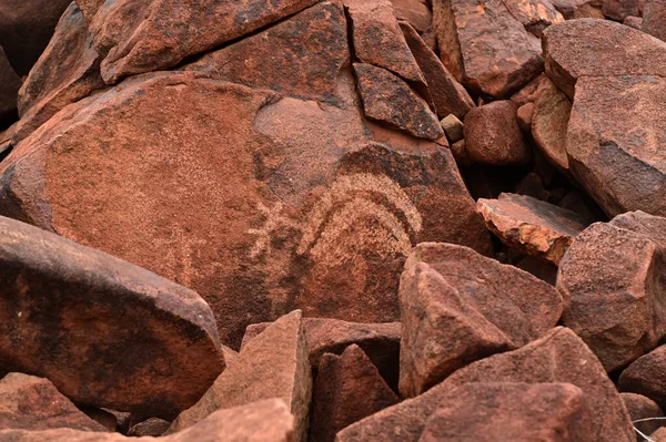 Dampier June 2022 Aboriginal Petroglyphs Rocks More Catalogued Petroglyphs Dating — Zdjęcie stockowe