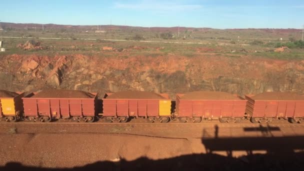 Dampier Junho 2022 Comboio Minério Ferro Porto Dampier Austrália Ocidental — Vídeo de Stock