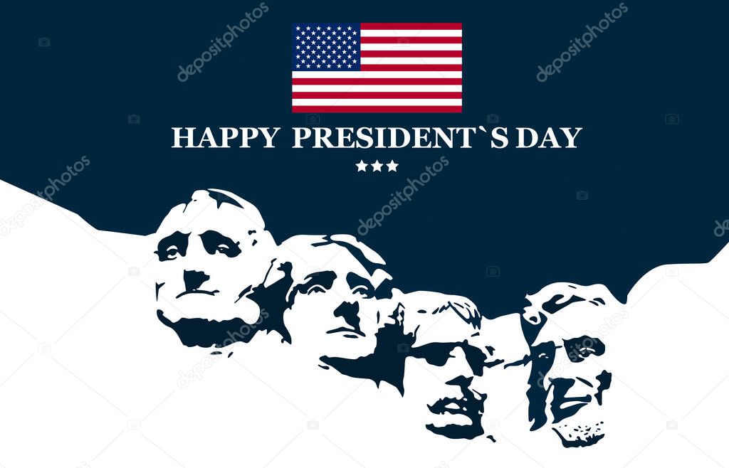 Banner Happy Presidents day in United States.Patriotic background for Presidents Day in America