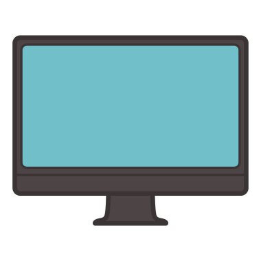 Mavi ekranlı siyah monitör. Bilgisayar monitörü konsepti. Beyaz arkaplanda izole