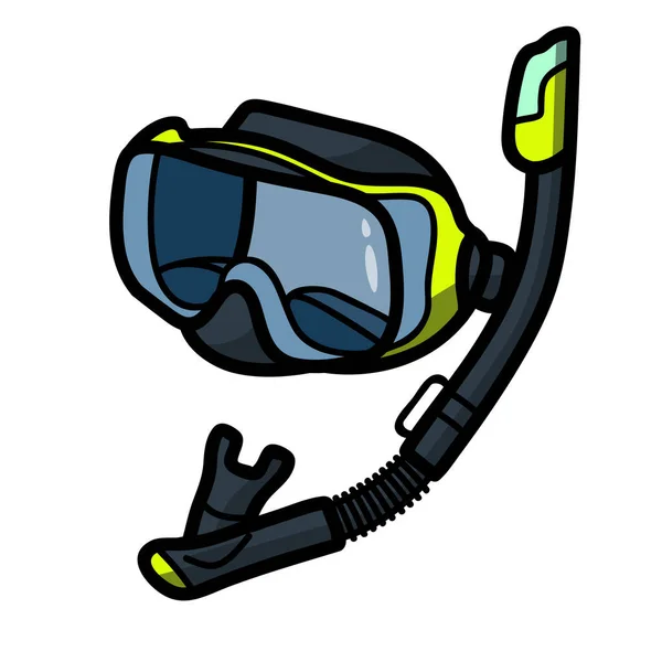 Máscara Buceo Snorkel Isolated Sobre Fondo Blanco Snorkeling Equipo Ilustración — Vector de stock