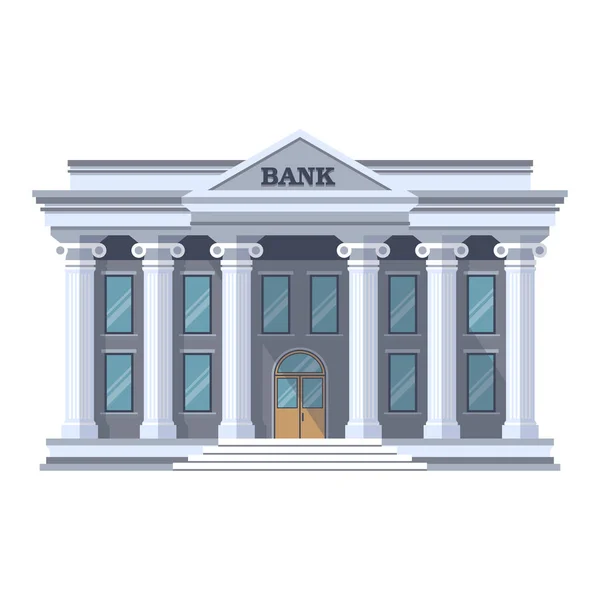 Banca Costruzione Colore Grigio Isolato Sfondo Bianco Edificio Bancario Due — Vettoriale Stock