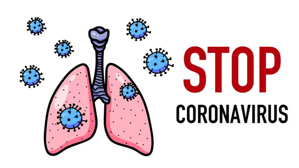 Cartelera Forma Pulmones Alrededor Cual Vuelan Las Bacterias Del Virus — Archivo Imágenes Vectoriales