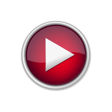 3d çalma düğmesi beyaz arkaplanda kırmızı izole