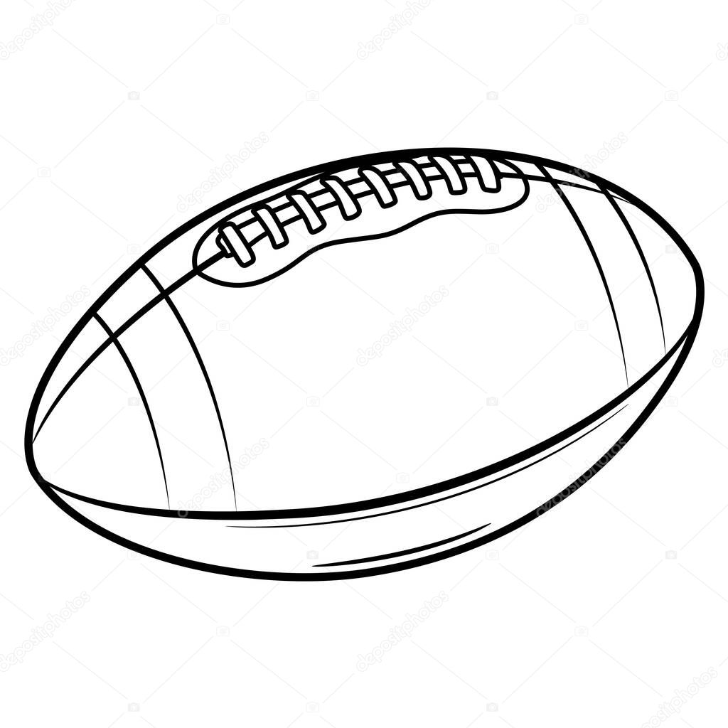 Rugby ball isolated on white background.Sporting spirits.Ball for the American game.Illustration in ink hand drawn style.
