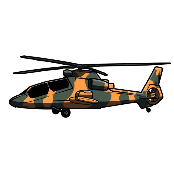 Helicóptero Militar Japonés Pintado Camuflaje Aislado Sobre Fondo Blanco — Vector de stock