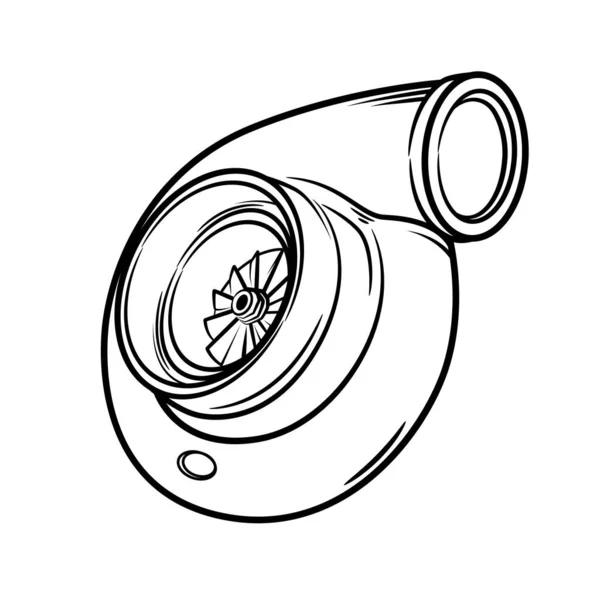Автомобильная Турбина Увеличения Воздухо Иллюстрация Чернильном Стиле Ручной Работы — стоковый вектор