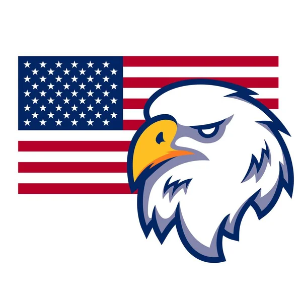 アメリカ国旗を背景に鷲の頭の形をした背景 アメリカの愛国心のイラスト — ストックベクタ