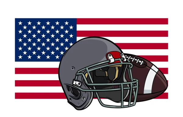 在美国国旗的背景下 美式足球的助威球和褐色球 — 图库矢量图片