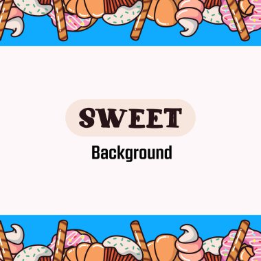 Kenarları şekerli arka plan ve ortasında beyaz çerçeve